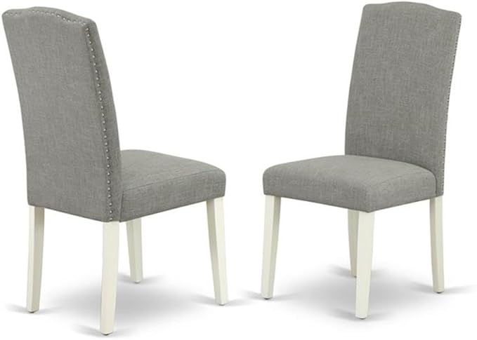East West Furniture X077EN206-6 6 Piece Dining Table Set Contains a Rectangle Kitchen Table with X-Legs and 4 Dark Shitake Linen Fabric Parson Chairs with a Bench, 40x72 Inch, Multi-Color