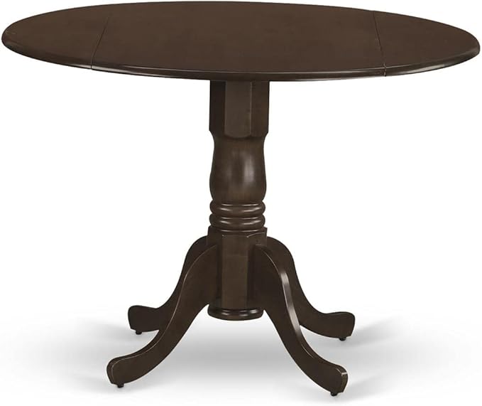 East West Furniture DLVA3-ESP-W 3 Piece Dinette Set for Small Spaces Contains a Round Dining Table with Dropleaf and 2 Dining Room Chairs, 42x42 Inch, Espresso