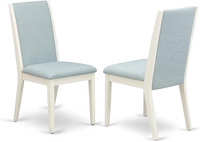 East West Furniture X077LA015-6 6 Piece Dining Set Contains a Rectangle Dining Room Table with X-Legs and 4 Baby Blue Linen Fabric Parson Chairs with a Bench, 40x72 Inch, Multi-Color