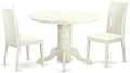 East West Furniture SHIP3-LWH-W 3 Piece Dinette Set for Small Spaces Contains a Round Kitchen Table with Pedestal and 2 Dining Chairs, 42x42 Inch, Linen White