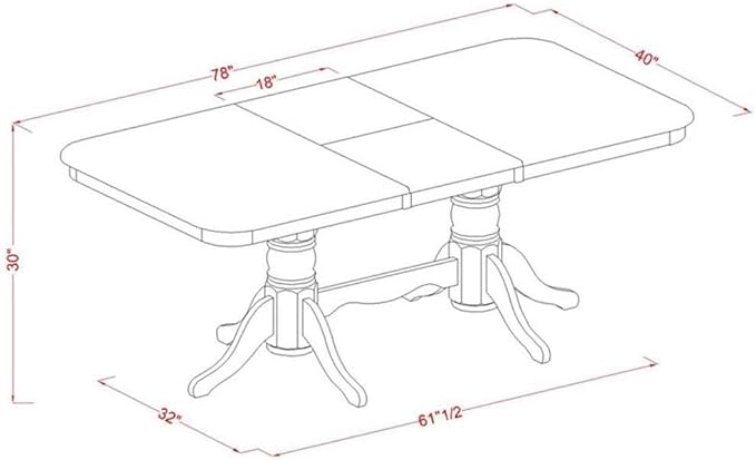 East West Furniture NADO9-WHI-W 9 Piece Dining Table Set Includes a Rectangle Wooden Table with Butterfly Leaf and 8 Dining Room Chairs, 40x78 Inch, Buttermilk & Cherry