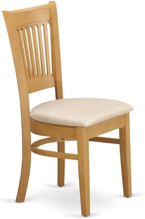 East West Furniture ESVA3-OAK-C 3 Piece Dining Table Set for Small Spaces Contains a Round Dining Room Table with Pedestal and 2 Linen Fabric Upholstered Chairs, 30x30 Inch, Oak