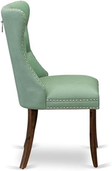 East West Furniture ANDA3-AWA-22 3 Piece Kitchen Table & Chairs Set Includes a Round Dining Table with Pedestal and 2 Polyester Fabric Upholstered Chairs, 36x36 Inch, Antique Walnut