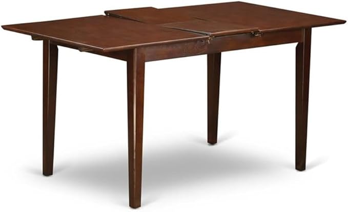 East West Furniture PSNO5C-MAH-C 5 Piece Dinette Set Includes a Rectangle Dining Room Table with Butterfly Leaf and 2 Linen Fabric Dining Chairs with 2 Benches, 32x60 Inch, Mahogany