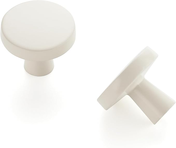 Ravinte 15 Pack Drawer Pulls 1-1/4 Inch White Kitchen Cabinet Knobs Solid Round Dresser Handles for Simple Cupboard Hardware