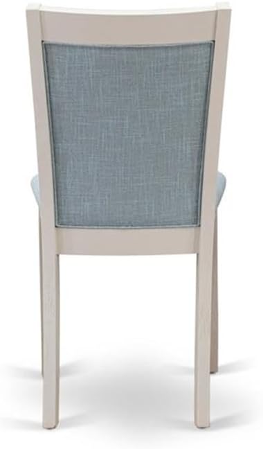 East West Furniture X077MZ015-7 7 Piece Dining Room Table Set Consist of a Rectangle Kitchen Table with X-Legs and 6 Baby Blue Linen Fabric Parson Dining Chairs, 40x72 Inch, Multi-Color
