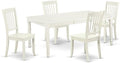 East West Furniture DODA5-LWH-W 5 Piece Dinette Set for 4 Includes a Rectangle Dining Table with Butterfly Leaf and 4 Dining Room Chairs, 42x78 Inch, Linen White