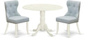 East West Furniture DLSI3-WHI-15 3 Piece Dining Room Furniture Set Contains a Round Dining Table with Dropleaf and 2 Baby Blue Linen Fabric Upholstered Chairs, 42x42 Inch, Linen White