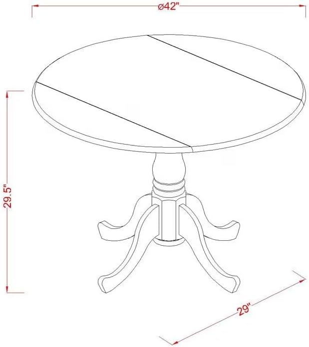 East West Furniture DLAB3-LWH-64 3 Piece Dinette Set for Small Spaces Contains a Round Dining Table with Dropleaf and 2 White Faux Leather Parson Dining Chairs, 42x42 Inch, Linen White