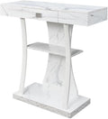 Convenience Concepts Newport Harri Console Table 36" - Modern Sofa Table with Storage Shelves, One Drawer Narrow Entryway Hall Table for Living Room, White Faux Marble/White