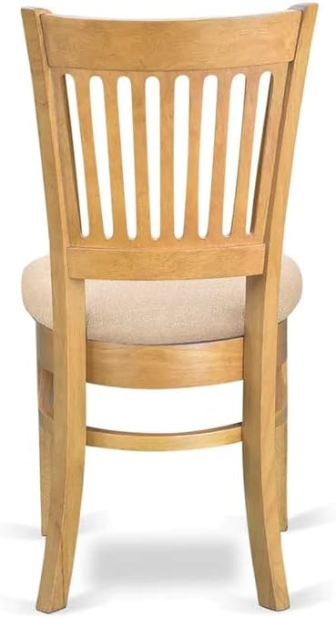 East West Furniture ESVA3-OAK-C 3 Piece Dining Table Set for Small Spaces Contains a Round Dining Room Table with Pedestal and 2 Linen Fabric Upholstered Chairs, 30x30 Inch, Oak