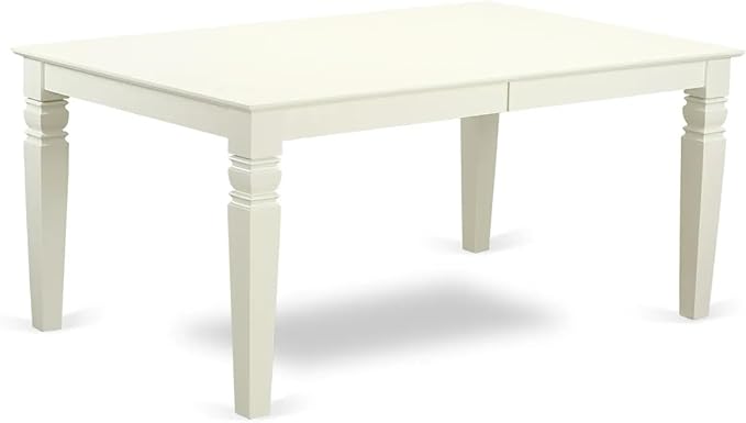 East West Furniture LGDA9-LWH-26 9 Piece Kitchen Table Set Consists of a Rectangle Dining Table with Butterfly Leaf and 8 Polyester Fabric Upholstered Parson Chairs, 42x84 Inch, linen white