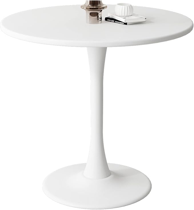 White Round Table Modern Tulip Dining Table White Round Kitchen Table Mid Century Coffee Table for Living Room, 31.5 inch