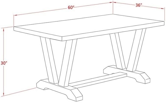 East West Furniture VT776 V-Style Kitchen Dining Table - a Rectangle Wooden Table Top with Stylish Legs, 36x60 Inch, Distressed Jacobean