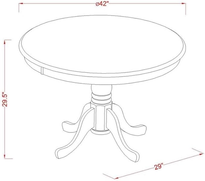 East West Furniture HLDU5-MAH-LC 5 Piece Kitchen Table Set for 4 Includes a Round Dining Room Table with Pedestal and 4 Faux Leather Upholstered Dining Chairs, 42x42 Inch, Mahogany