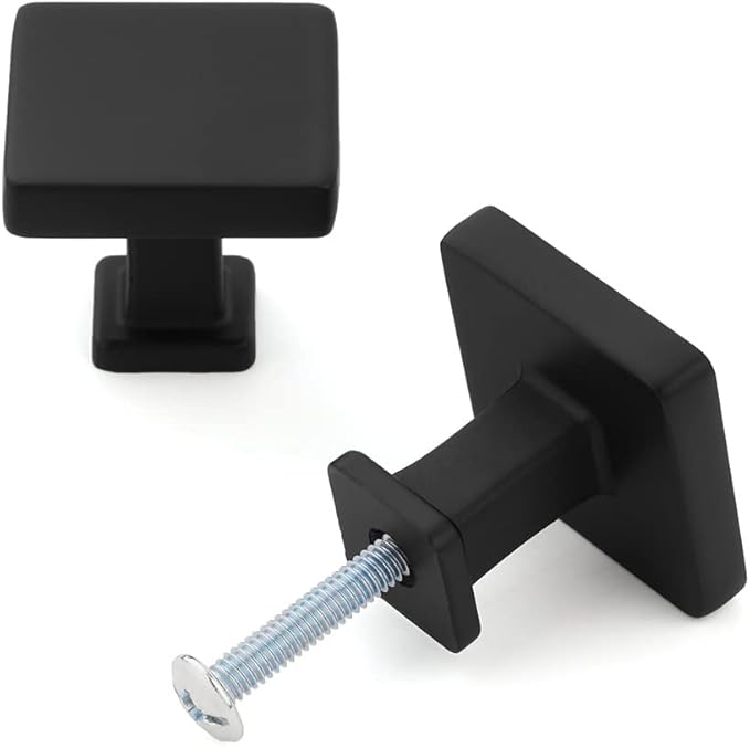 KOOFIZO 30 Pack Black Cabinet Knobs Matte Black Drawer Knobs K08 Square Single Hole Cabinet Pulls for Cabinets Drawer Dresser Cupboard Bedroom Closet Bathroom Vanity