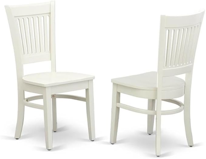 East West Furniture HLVA3-LWH-W 3 Piece Dining Room Furniture Set Contains a Round Kitchen Table with Pedestal and 2 Dining Chairs, 42x42 Inch, Linen White