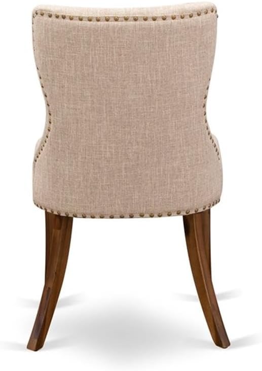 East West Furniture DLSI5-AWA-04 5 Piece Kitchen Table Set for Small Spaces Consist of a Round Wooden Table with Dropleaf and 4 Upholstered Chairs, 42x42 Inch, Antique Walnut