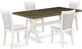 East West Furniture X077MZ001-5 5 Piece Dining Table Set Includes a Rectangle Dining Room Table with X-Legs and 4 Cream Linen Fabric Parsons Chairs, 40x72 Inch, Multi-Color