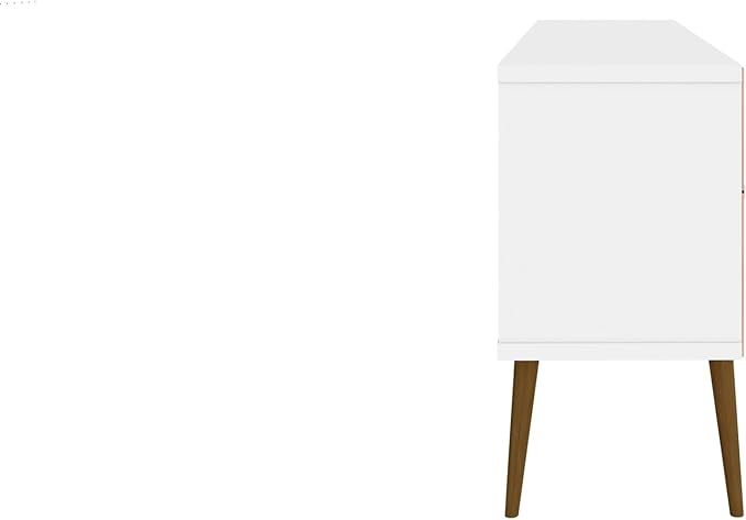 Manhattan Comfort Bradley Mid Century Modern TV Stand for Televisions up to 60 Inches, Living Room Entertainment Center with Storage, Media Shelves and Soft Close Doors, White/Rustic Brown