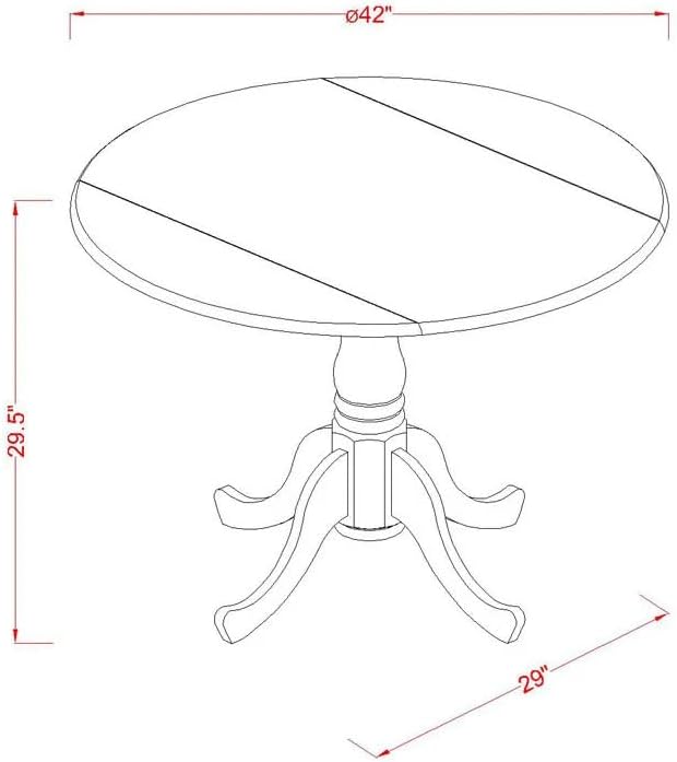 East West Furniture DLAV3-BCH-LC 3 Piece Modern Dining Table Set Contains a Round Wooden Table with Dropleaf and 2 Faux Leather Kitchen Dining Chairs, 42x42 Inch, Black & Cherry