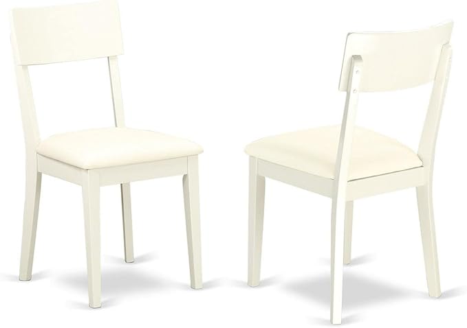 East West Furniture HLAD3-LWH-LC 3 Piece Dining Table Set for Small Spaces Contains a Round Dining Room Table with Pedestal and 2 Faux Leather Upholstered Chairs, 42x42 Inch, Linen White