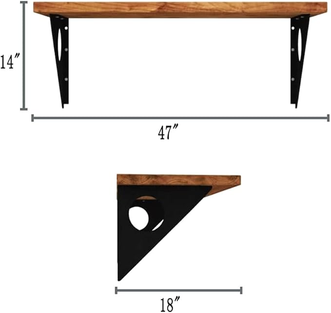 Industrial Rustic Wall-Mounted Table, Dining Table Desk, Pine Wood Wall-Mounted Bar Tables (47"X18")