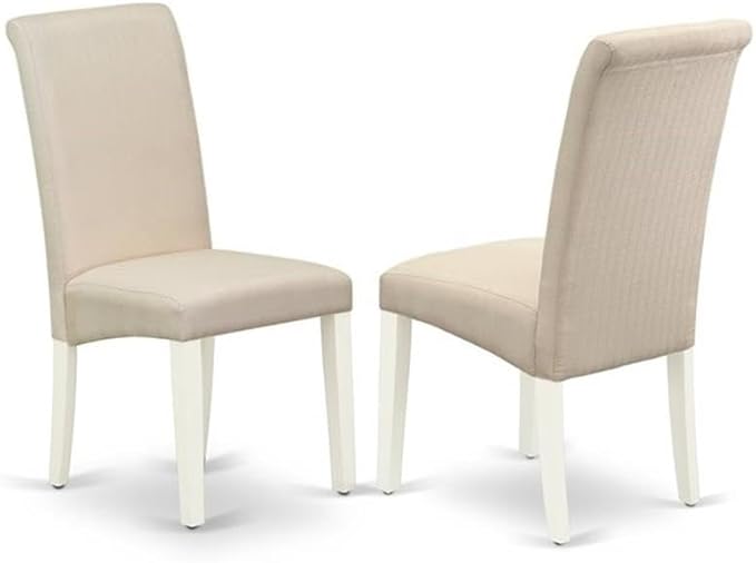East West Furniture LGBA9-LWH-01 9 Piece Dining Room Set Includes a Rectangle Wooden Table with Butterfly Leaf and 8 Cream Linen Fabric Parson Dining Room Chairs, 42x84 Inch, Linen White