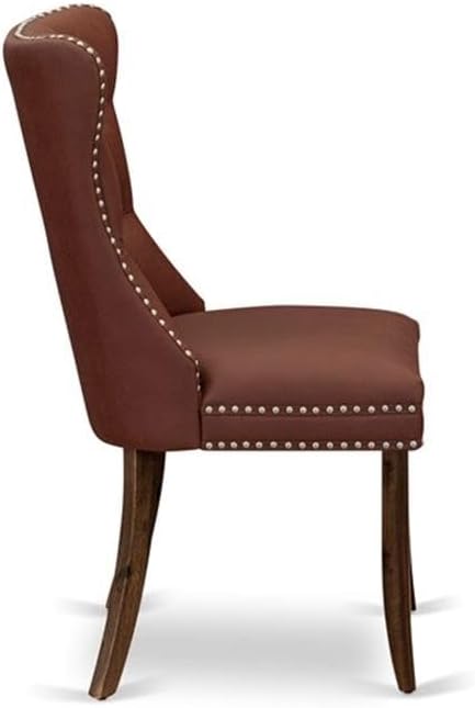 East West Furniture ANDA3-AWA-26 3 Piece Dining Set Includes a Round Kitchen Table with Pedestal and 2 Polyester Fabric Upholstered Parson Chairs, 36x36 Inch, Antique Walnut