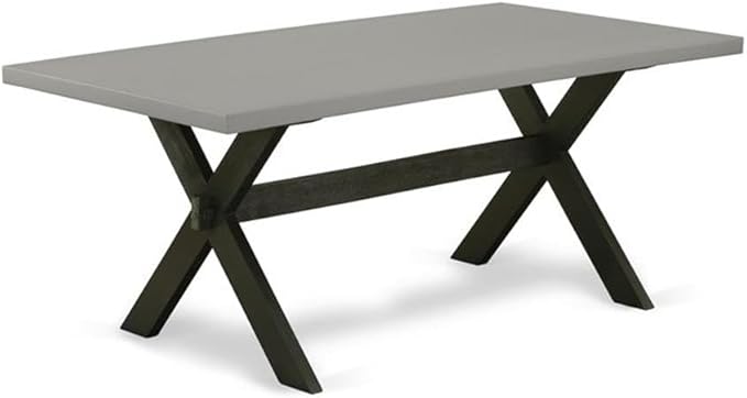 East West Furniture X697EL121-5 5 Piece Dining Room Table Set Includes a Rectangle Kitchen Table with X-Legs and 4 Blue Linen Fabric Parson Dining Chairs, 40x72 Inch, Multi-Color