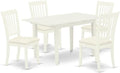East West Furniture NODA5-LWH-C 5 Piece Kitchen Table & Chairs Set Includes a Rectangle Dining Table with Butterfly Leaf and 4 Linen Fabric Dining Room Chairs, 32x54 Inch, Linen White