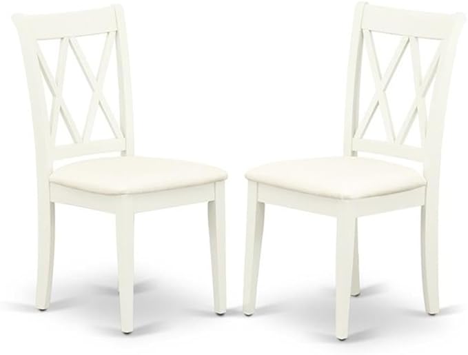 East West Furniture LGCL7-LWH-C 7 Piece Dining Room Table Set Consist of a Rectangle Kitchen Table with Butterfly Leaf and 6 Linen Fabric Upholstered Chairs, 42x84 Inch, Linen White