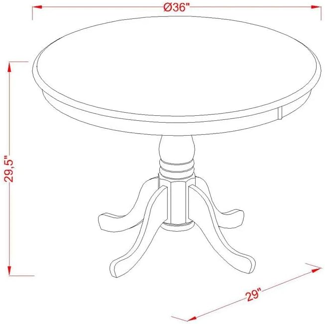 East West Furniture ANDA3-AWA-27 3 Piece Dining Room Table Set Consists of a Round Kitchen Table with Pedestal and 2 Polyester Fabric Parson Chairs, 36x36 Inch, Antique Walnut