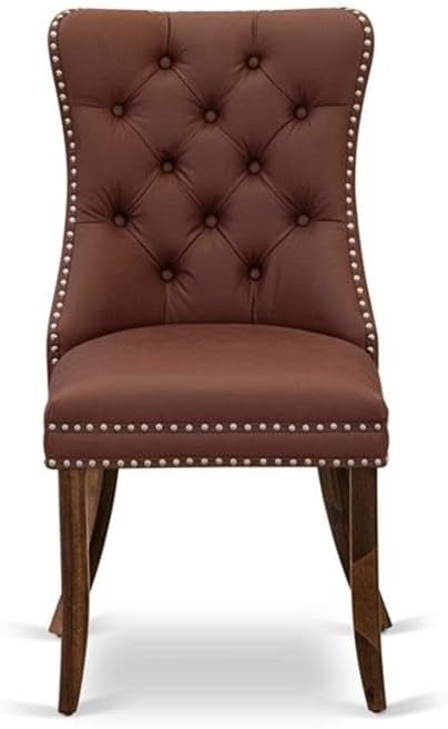 East West Furniture ANDA3-AWA-26 3 Piece Dining Set Includes a Round Kitchen Table with Pedestal and 2 Polyester Fabric Upholstered Parson Chairs, 36x36 Inch, Antique Walnut