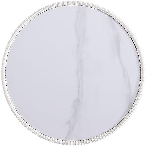 Manhattan Comfort Anderson Modern 18" Round End Table 2.0 | Ceramic Marble Tabletop, Elegant Pleated Leatherette Design & Gold Stainless Steel Base, Fully Assembled Accent Furniture, Set of 1, Cream
