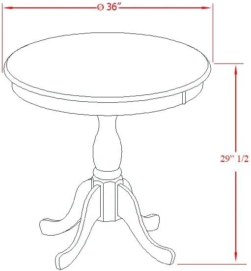 East West Furniture AMDR3-OAK-16 3 Piece Dining Room Table Set Contains a Round Kitchen Table with Pedestal and 2 Dark Khaki Linen Fabric Parsons Dining Chairs, 36x36 Inch, Oak