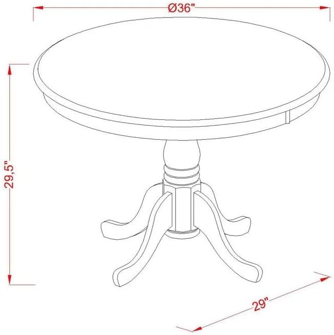 East West Furniture ANDA5-AWA-29 5 Piece Kitchen Table & Chairs Set Contains a Round Dining Table with Pedestal and 4 Polyester Fabric Upholstered Chairs, 36x36 Inch, Antique Walnut