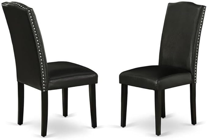 East West Furniture LGEN7-BLK-69 7 Piece Dining Room Furniture Set Consist of a Rectangle Wooden Table with Butterfly Leaf and 6 Black Faux Leather Parson Chairs, 42x84 Inch, Black
