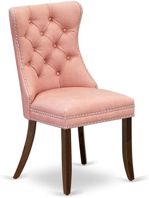 East West Furniture ANDA3-AWA-23 3 Piece Dining Set Contains a Round Kitchen Table with Pedestal and 2 Polyester Fabric Upholstered Parson Chairs, 36x36 Inch, Antique Walnut