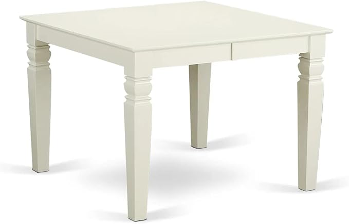 East West Furniture LGDA7-LWH-12 7 Piece Dining Set Includes a Rectangle Kitchen Table with Butterfly Leaf and 6 Polyester Fabric Upholstered Chairs, linen white