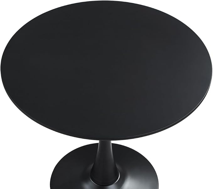 23.4" Tulip Dining Table, Black, Perfect for 2-4 People, Mid-Century Modern Style, Round MDF Top with Sturdy Base for Dining Room, Living Room, Cafe