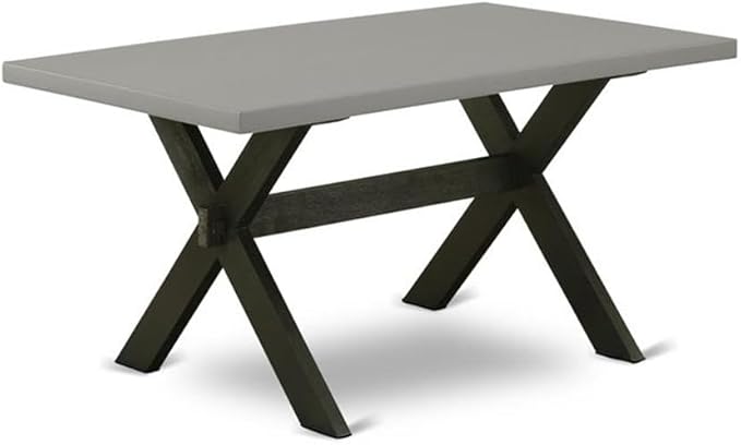 East West Furniture X696FR102-6 6 Piece Dining Set Contains a Rectangle Dining Room Table with X-Legs and 4 Light Beige Linen Fabric Parson Chairs with a Bench, 36x60 Inch, Multi-Color