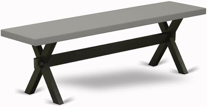 East West Furniture X696DR124-6 6 Piece Dining Set Contains a Rectangle Dining Room Table with X-Legs and 4 Black Color Linen Fabric Parson Chairs with a Bench, 36x60 Inch, Multi-Color