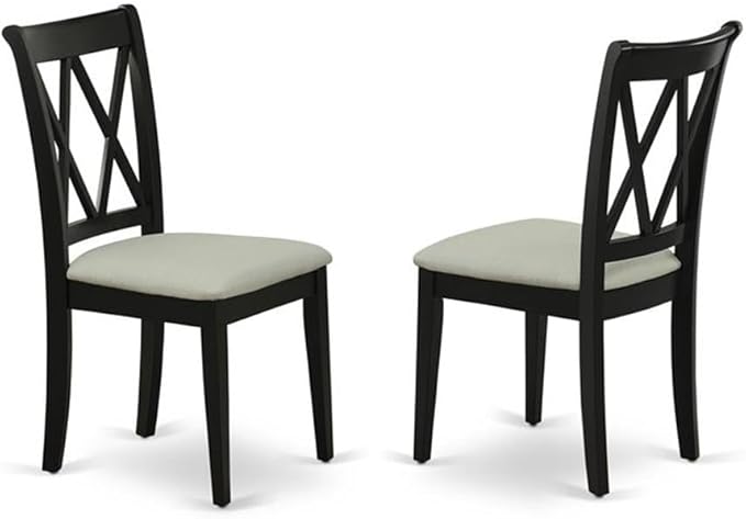 East West Furniture LGCL7-BLK-C 7 Piece Kitchen Table & Chairs Set Consist of a Rectangle Butterfly Leaf Dining Table and 6 Linen Fabric Upholstered Chairs, 42x84 Inch, Black