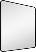 ANDY STAR 36X36 Inch Square Black Bathroom Mirror, Matte Black Vanity Mirrors for Wall, Rounded Square Mirror for Bathroom, Seamless Tube Metal Frame, 1’’ Deep Wall Mounted Vertical/Horizontal