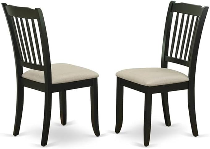East West Furniture LGDA7-BLK-C 7 Piece Modern Dining Table Set Consist of a Rectangle Wooden Table with Butterfly Leaf and 6 Linen Fabric Kitchen Dining Chairs, 42x84 Inch, Black