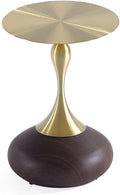 Manhattan Comfort Patchin Modern 15.75" Round End Table - Sleek Wood-Finished Steel Base with Gold Tabletop, Fully Assembled Accent Furniture, Set of 1, Brown/Gold