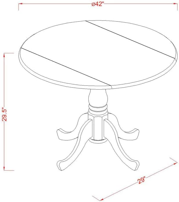 East West Furniture DMIP3-LWH-C 3 Piece Dining Room Furniture Set Contains a Round Kitchen Table with Dropleaf and 2 Linen Fabric Upholstered Dining Chairs, 42x42 Inch, Linen White