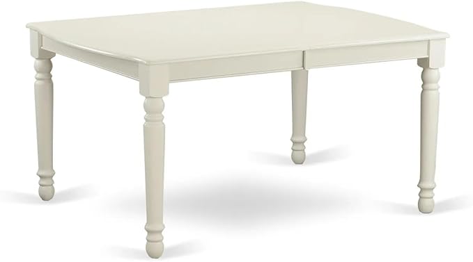 East West Furniture LGDA9-LWH-22 9 Piece Dining Set Consists of a Rectangle Dining Table with Butterfly Leaf and 8 Polyester Fabric Chairs, linen white