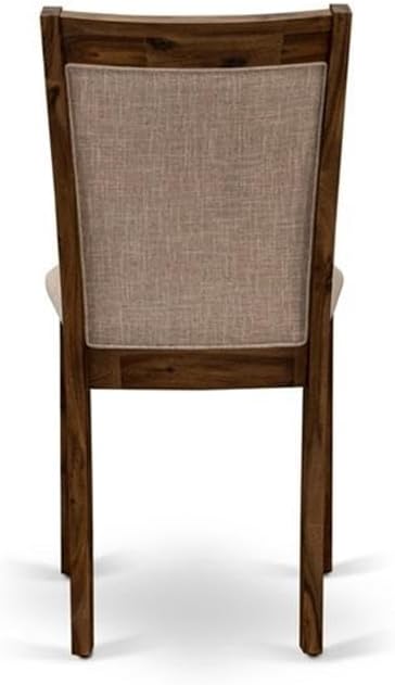 East West Furniture DLMZ5-AWN-04 5 Piece Kitchen Table Set for 4 Includes a Round Dining Room Table with Dropleaf and 4 Light Tan Linen Fabric Parsons Dining Chairs, 42x42 Inch, Natural Walnut